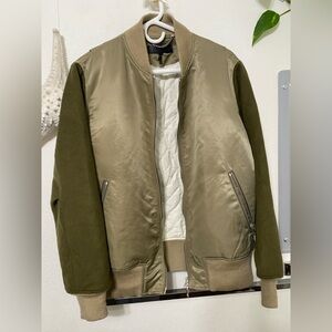Rag Bone Elle Raglan-sleeve Army Green Bomber Jacket